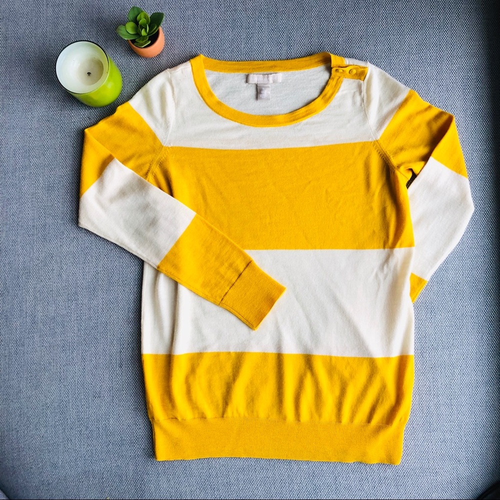 Yellow and white striped sweater